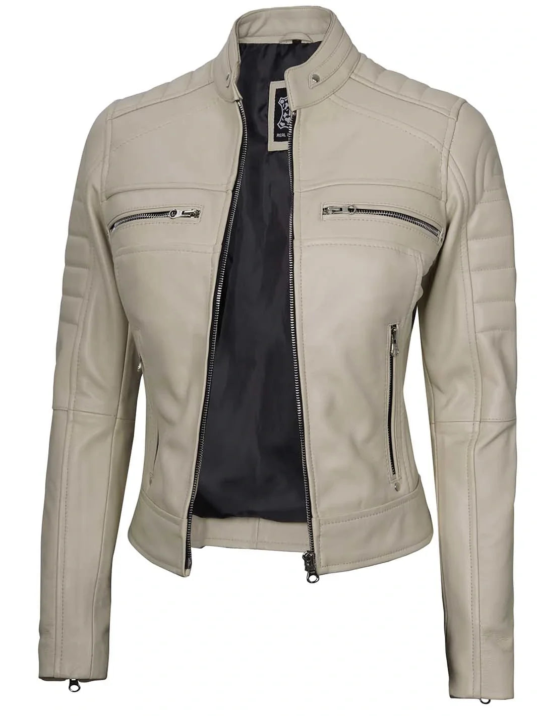 womensbeigecaferacerleatherjacket
