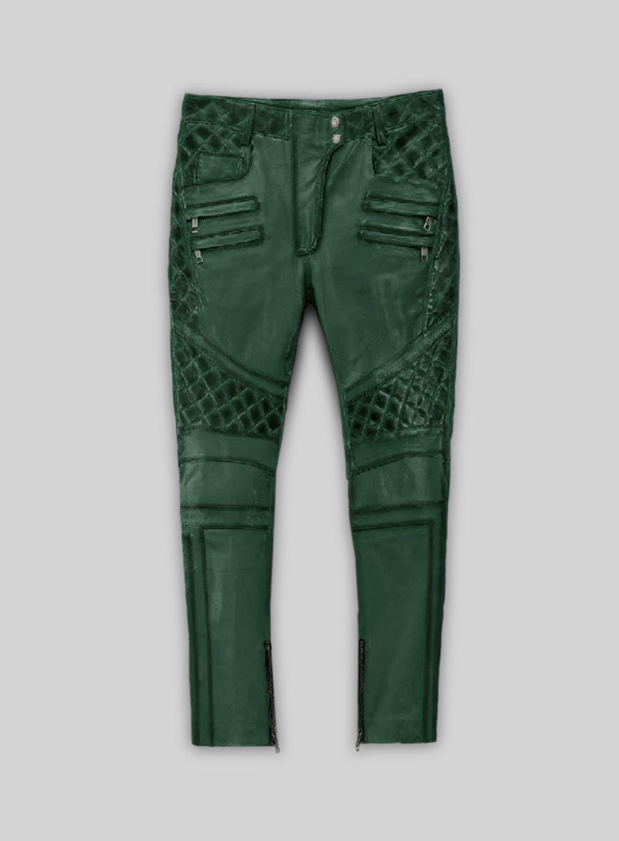 carrierburntgreenleatherpantslk
