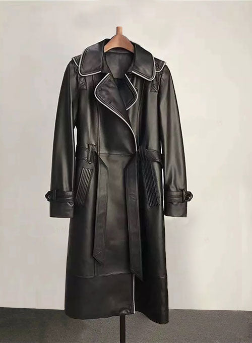 contrastedgeleatherlongcoat