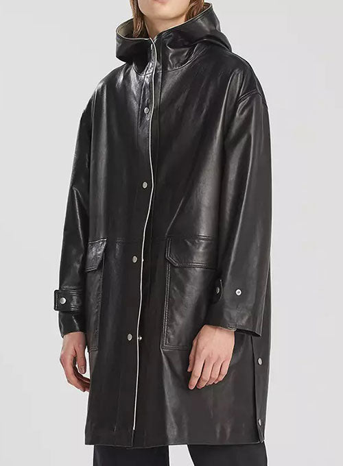 hoodedleathertrenchcoat