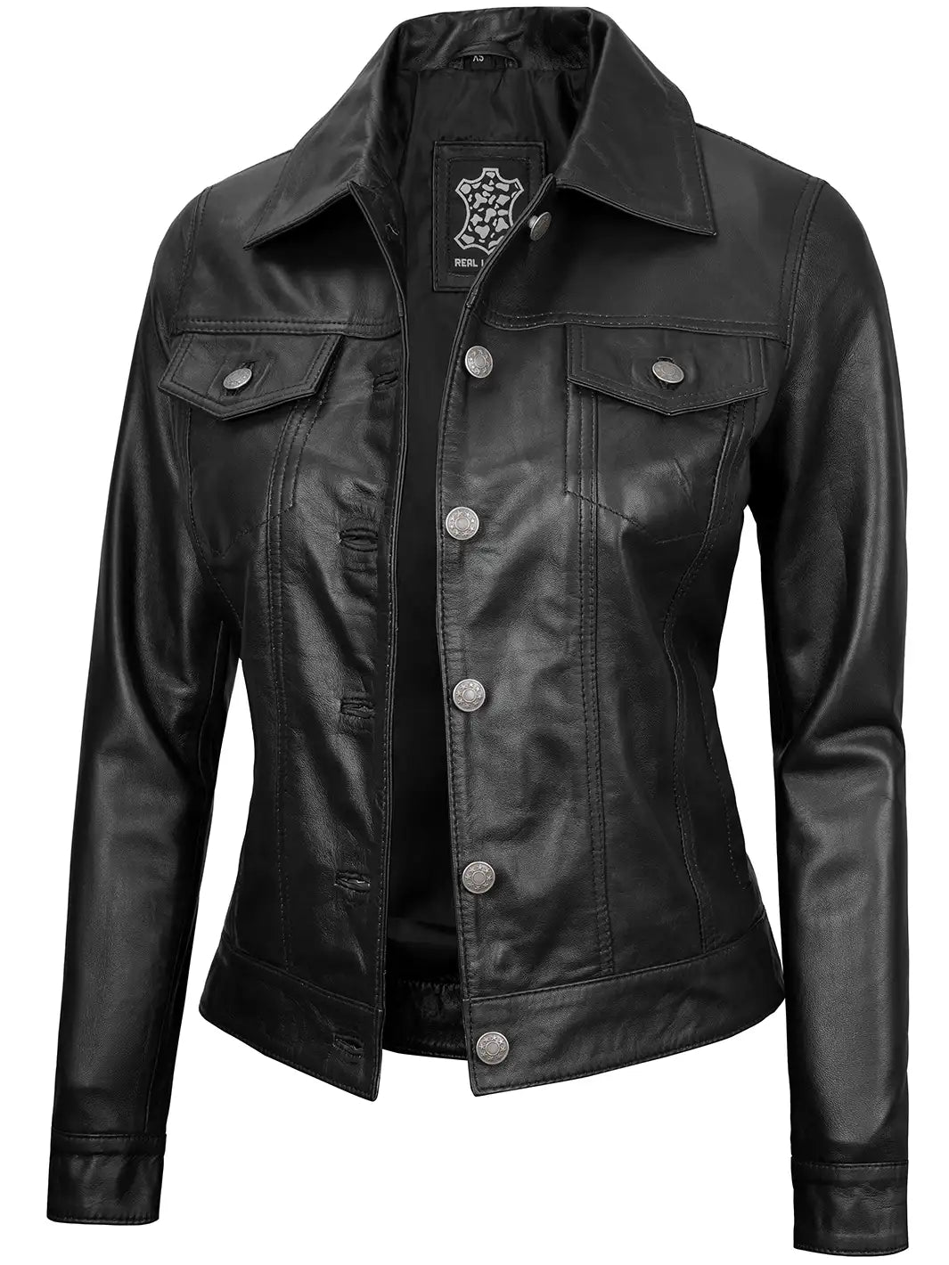 Blacktruckerleatherjacketforwomen