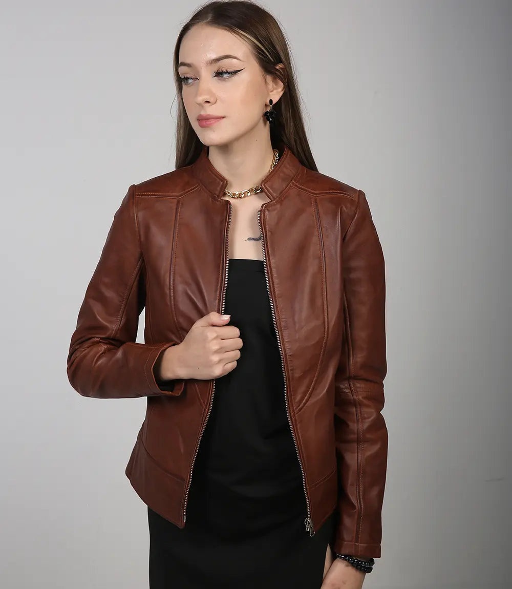 Cognac_leather_cafe_racer_jacket_for_women