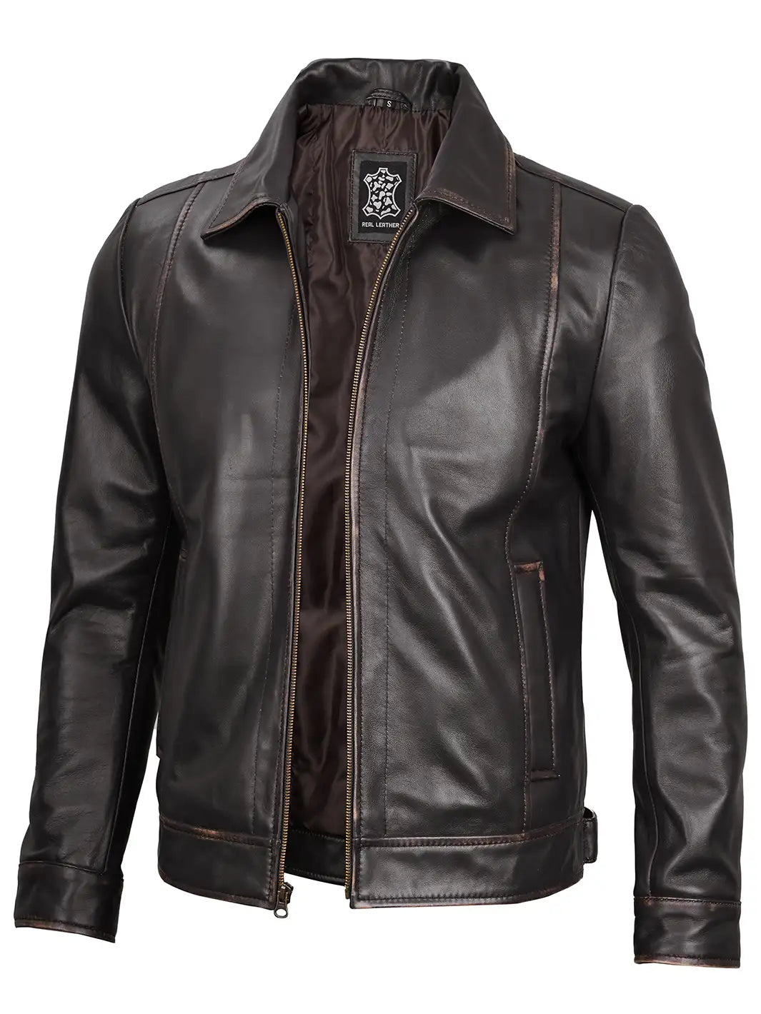 Darkbrownrealleatherjacket