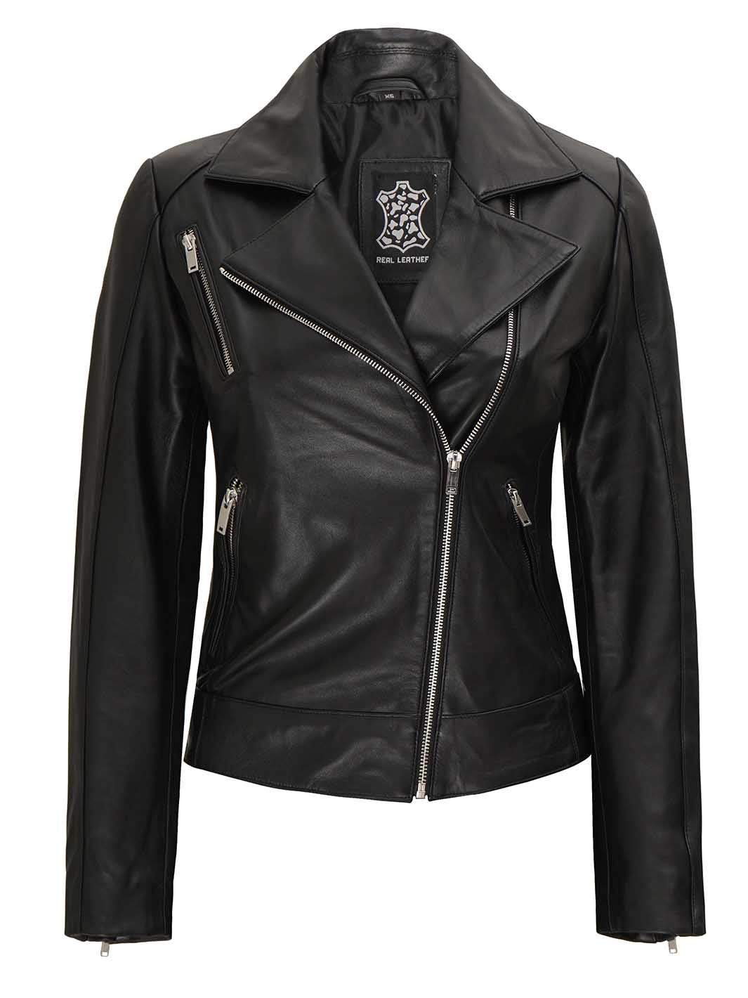LindaWomensBlackLeatherJacket