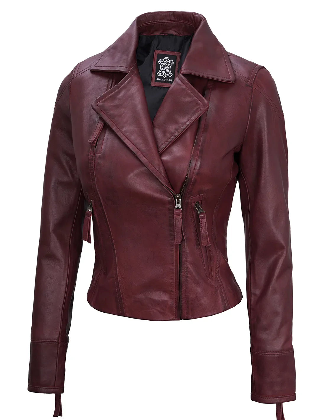 Maroonleatherjacketforwomens