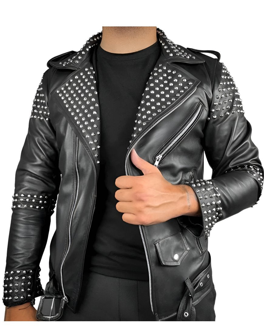 Men_sPhantomBlackStuddedBikerLeatherJacketfront