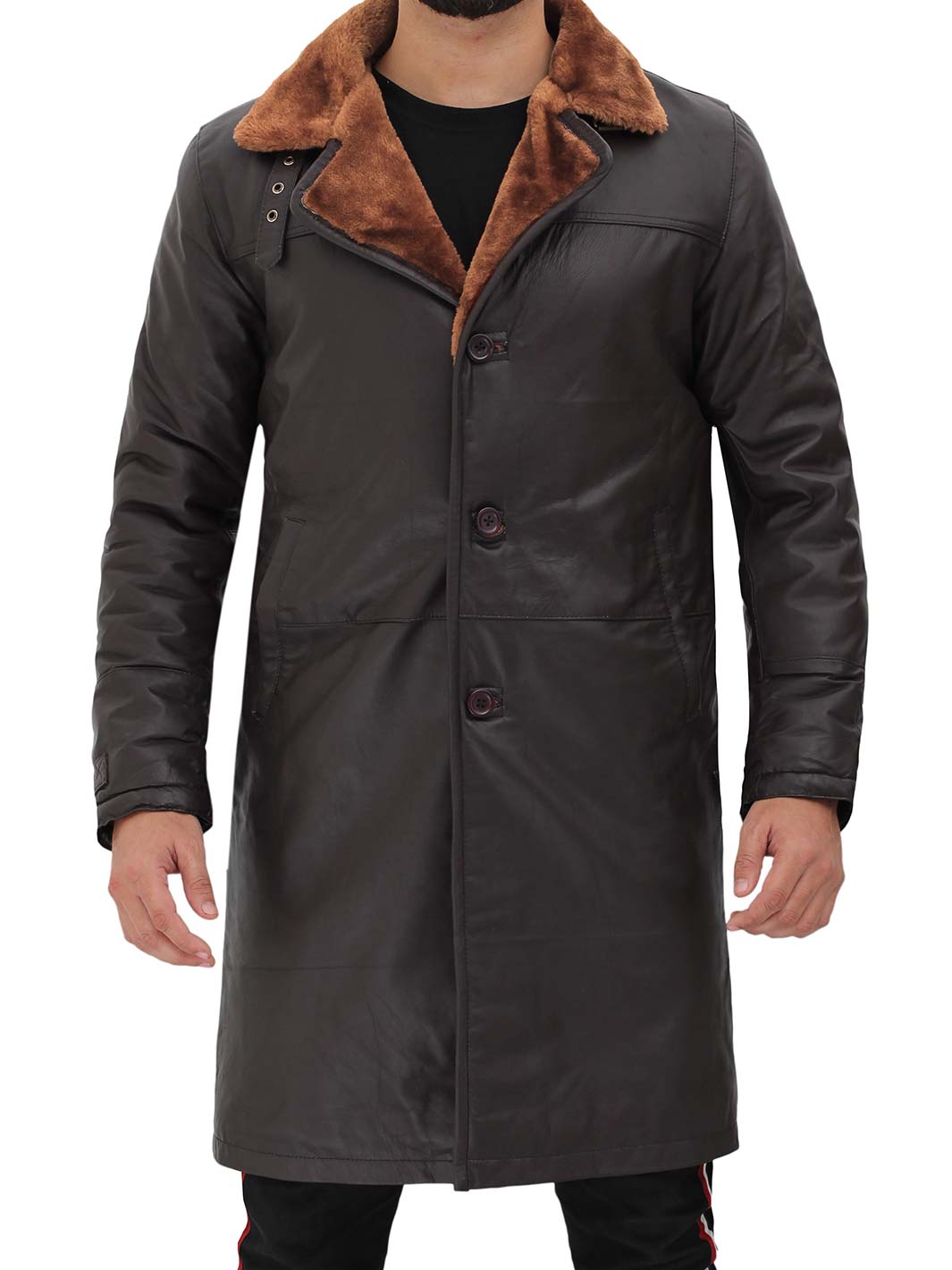 MensBrownShearlingLeatherCoat