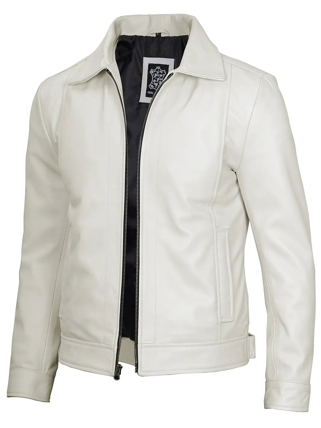 MensRealleatheroffwhitejacket