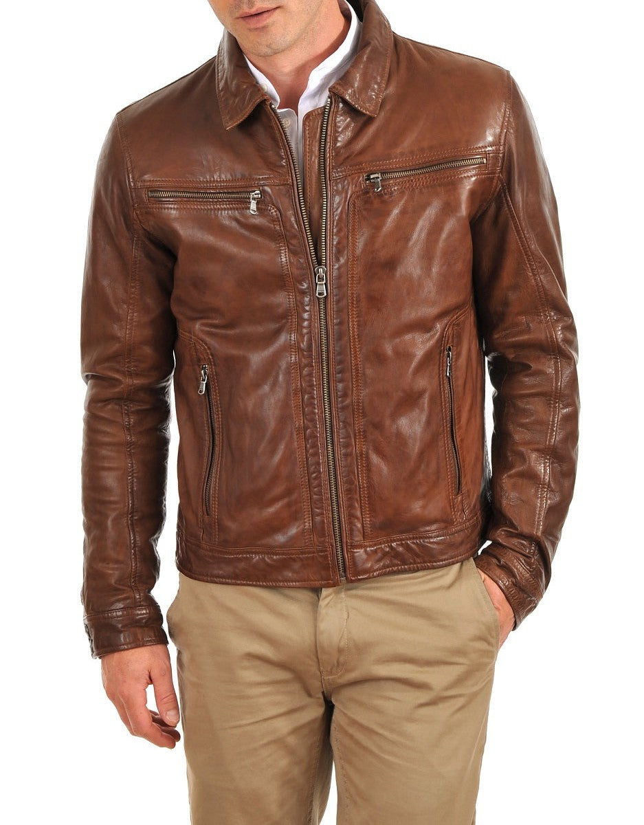 Quantum-Brown-Leather-Biker-Jacket
