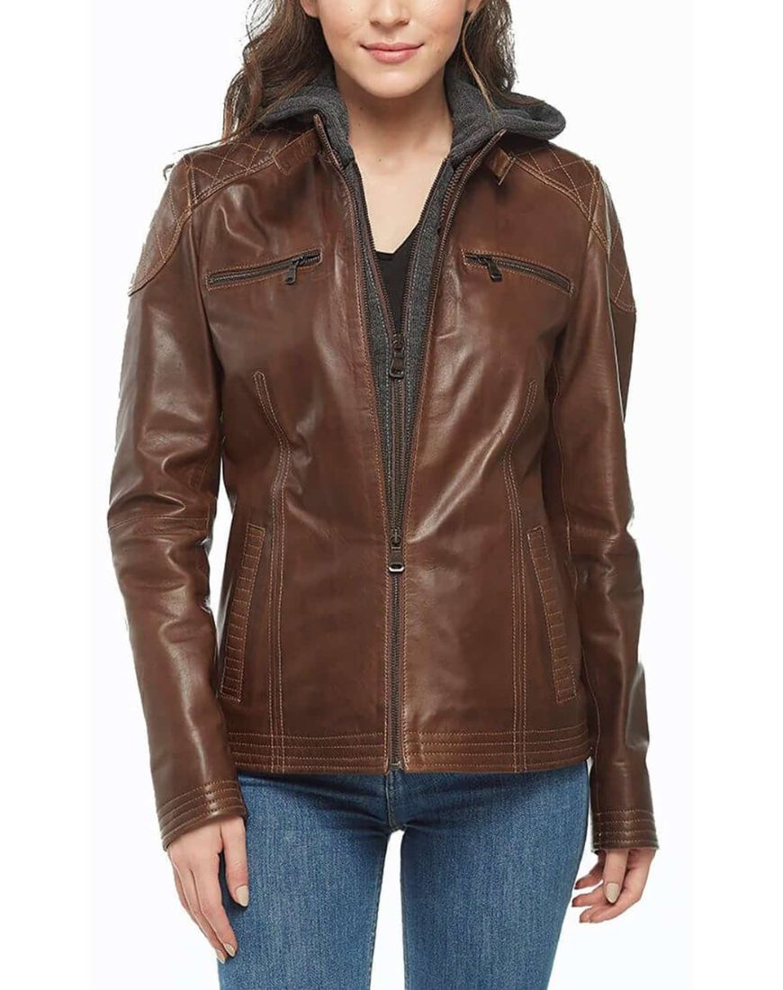 Women_sBlissBrownHoodedLeatherJacketfront1