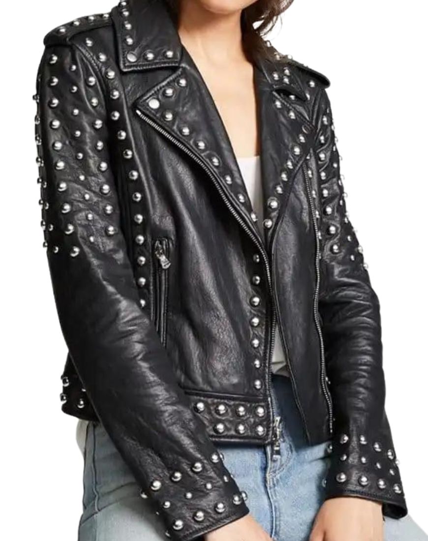 Women_sRaffaellaStuddedBlackBikerLeatherJacketFront