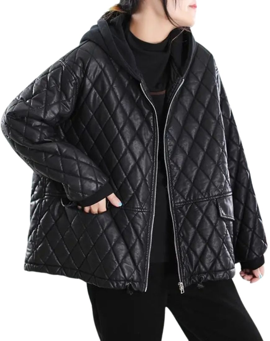 Women_sVeilQuiltedBlackHoodedLeatherJacketfront