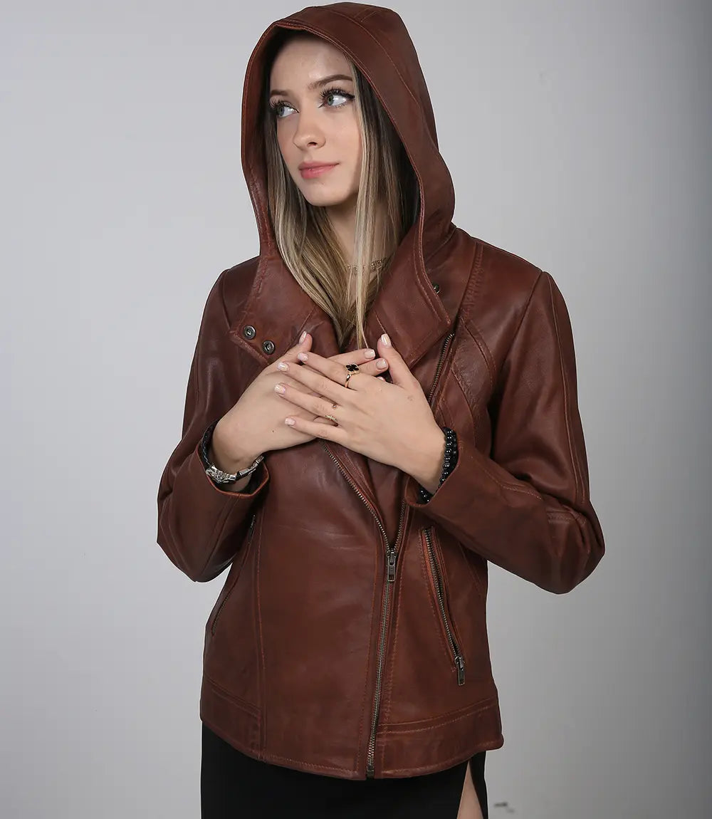 Women_s_brown_hooded_leather_jacket_with_asymmetrical_design