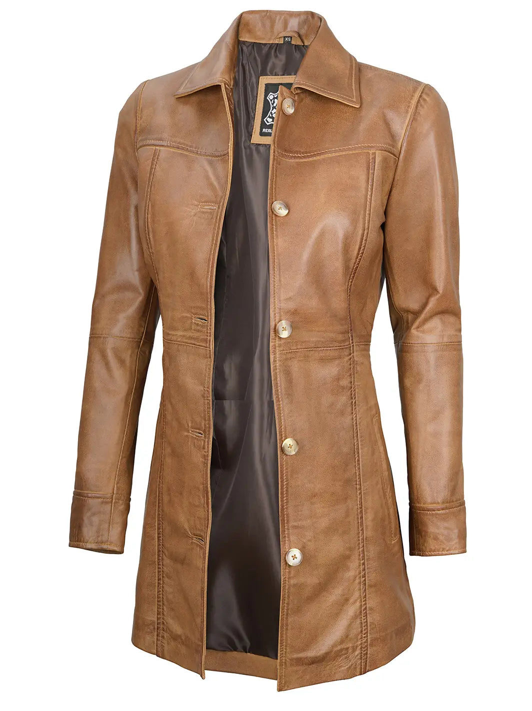 Womencamelleathercarcoat