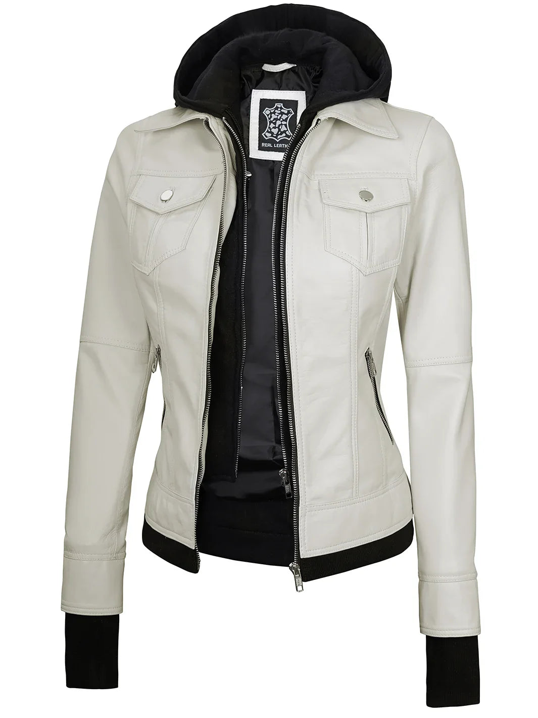 Womenleatherjacketwithhood