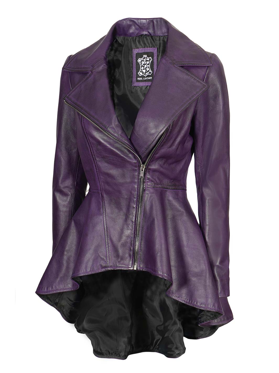 WomensPeplumBikerLeatherJacket