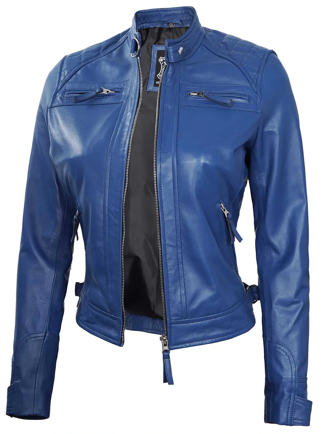 Womensblueleatherjacket