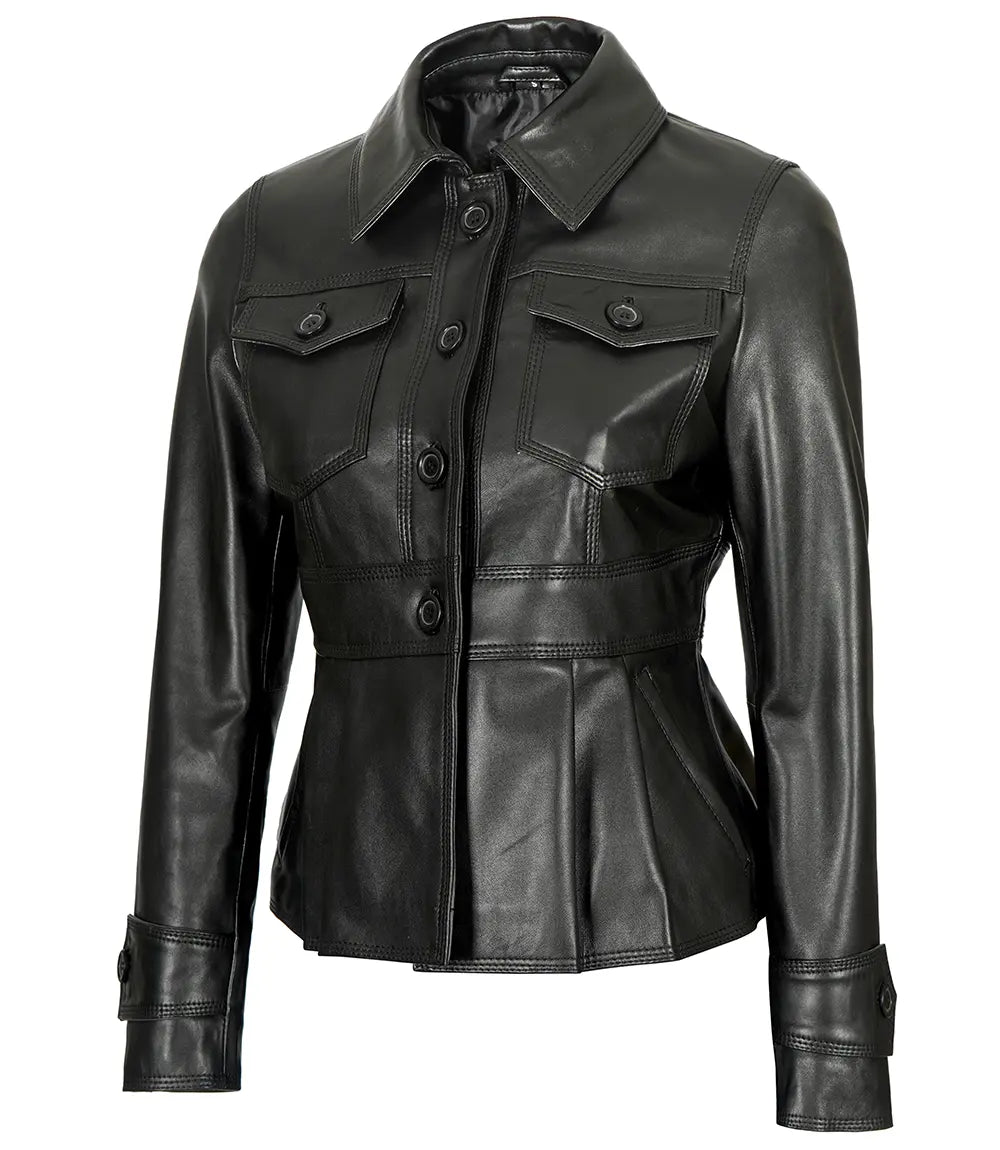 black_short_peplum_leather_jacket