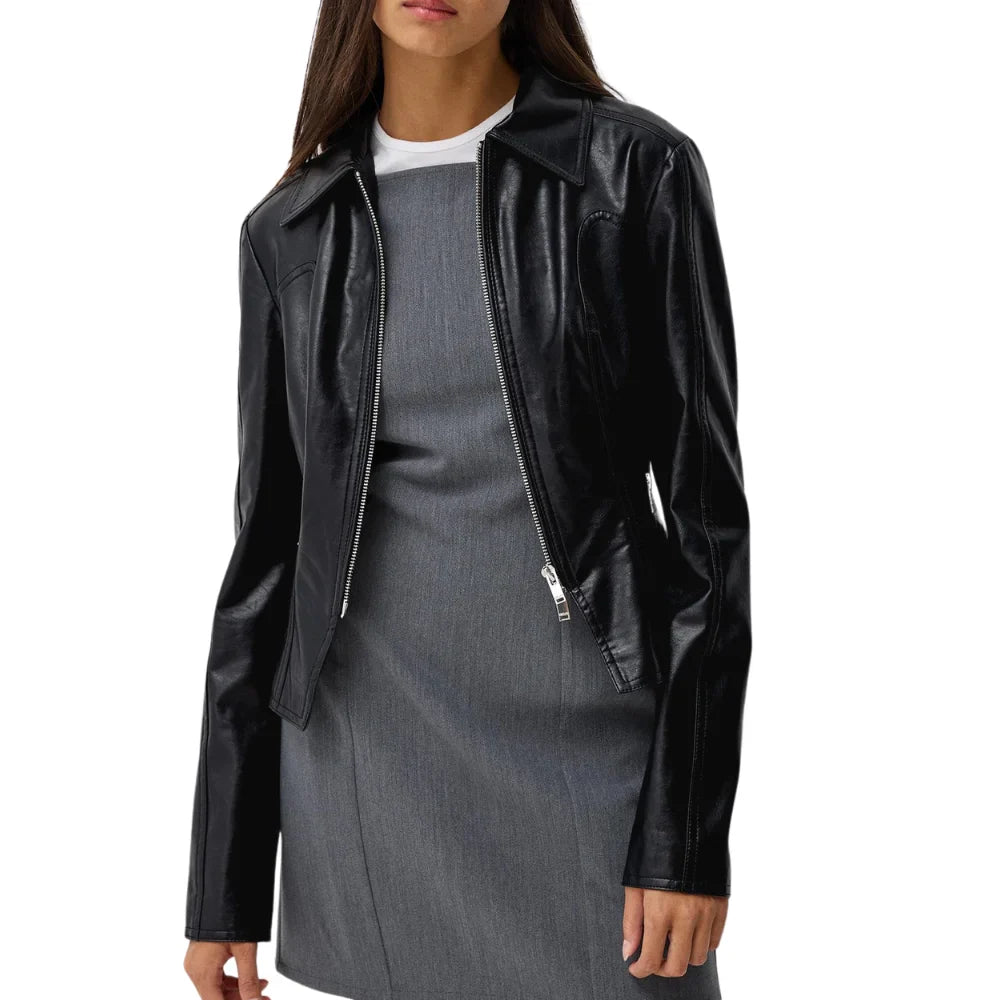womens-shirt-collar-leather-jacket