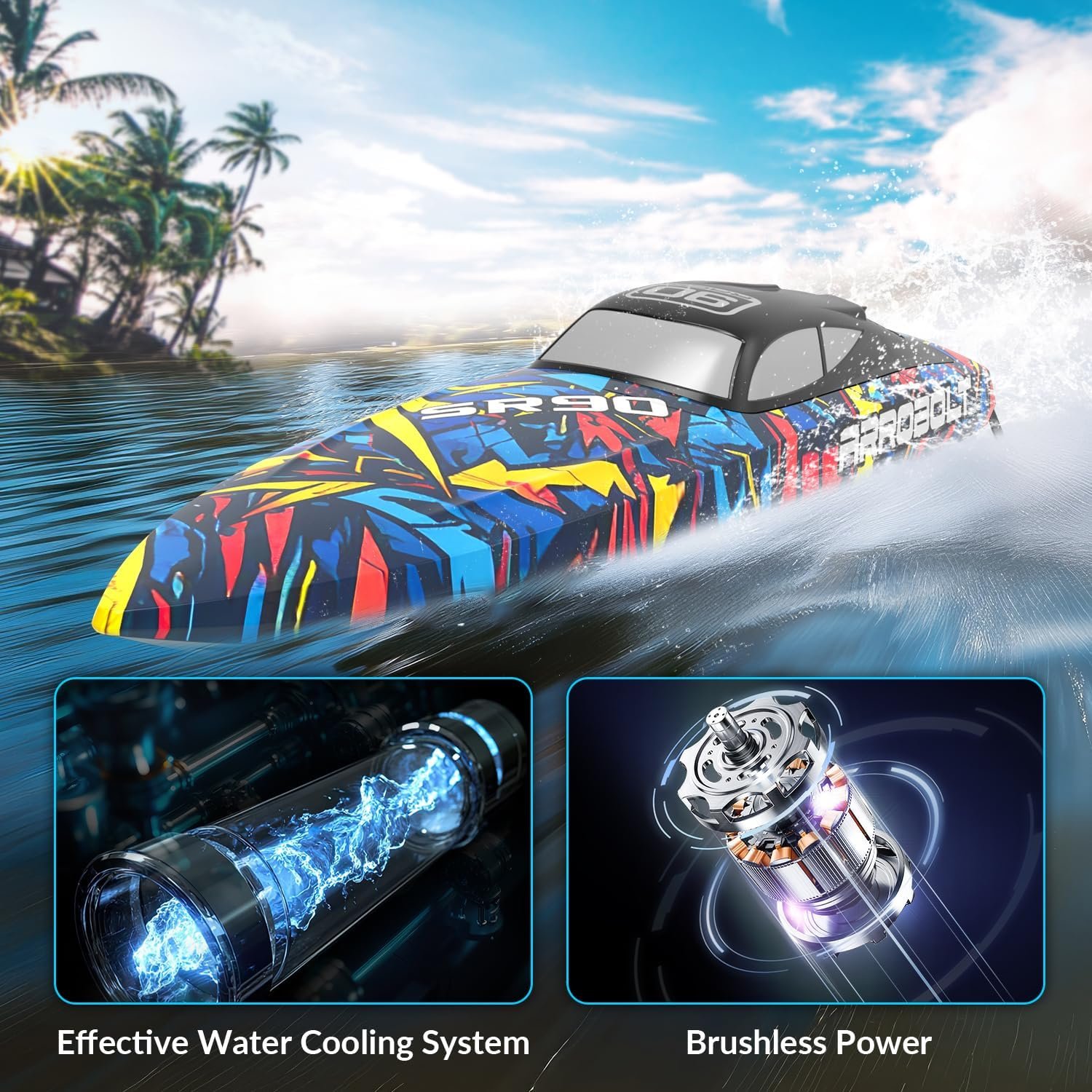 volantexrc Brushless RC Boat Vector90, High Speed Remote Control Boat, Remote Control Fast Racing RC Boat for Adults - Image 5